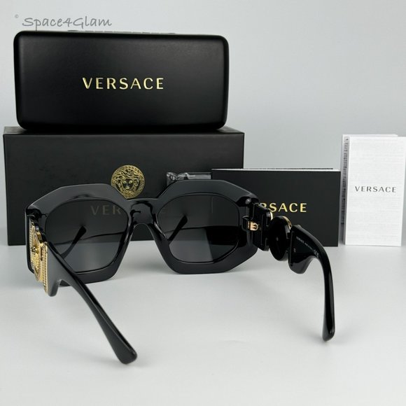 Versace Women Sunglasses Black Grey Irregular Oversized VE4424U GB1/87 NEW main image 10